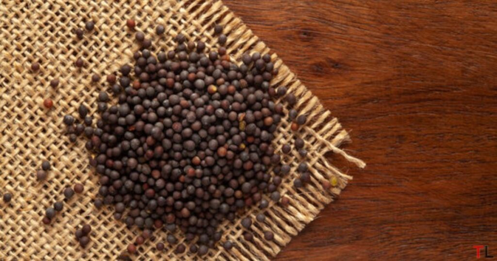 Black Mustard Seeds on a jute cloth